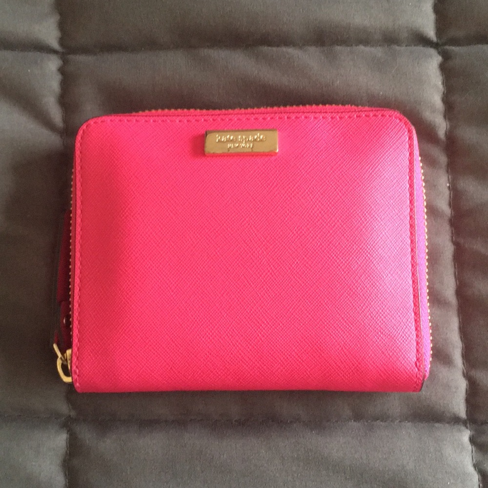 Kate Spade hot pink small zip around wallet